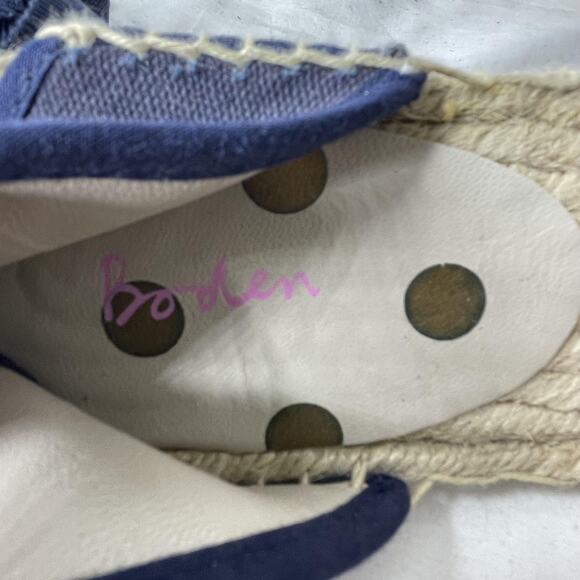 Boden Shoes Womens Size 6 Blue White 37 Striped Espadrille Tie Up Summer Flats - Picture 4 of 6